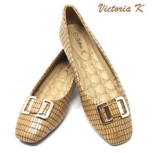 Slip On Wedge Flats With Buckle, BW-2823, Beige